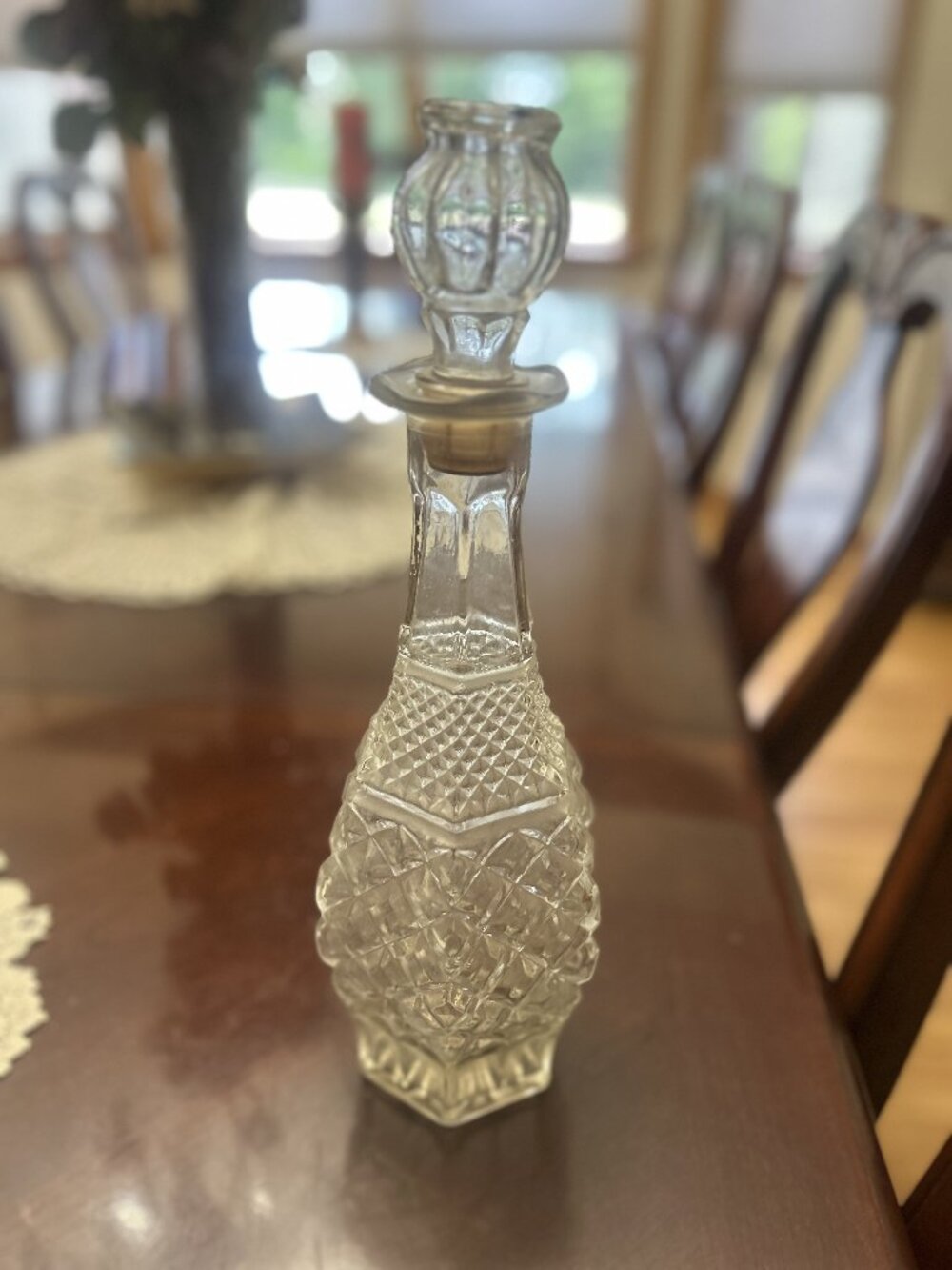 Vintage Carved Glass Wine Decantor